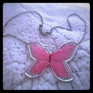 Pink Butterfly Necklace